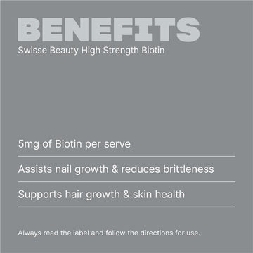 Swisse Beauty High Strength Biotin 5000mcg 100 Tablets